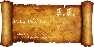 Baky Béla névjegykártya